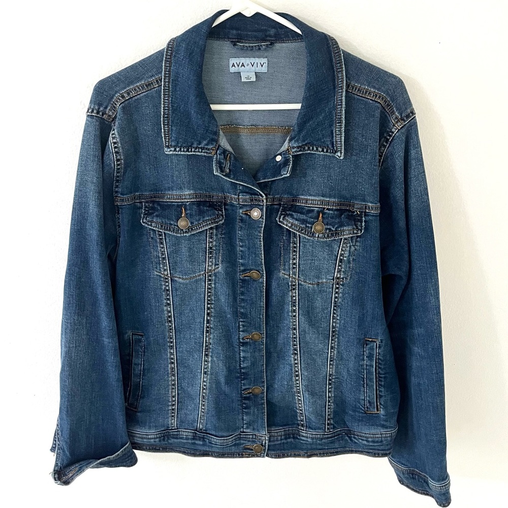Ava & Viv Women's Classic Blue Jean Jacket, Size: 1X